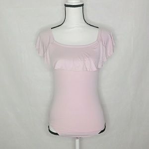 Express BodySuit Peplum Neck Pink NWT XS